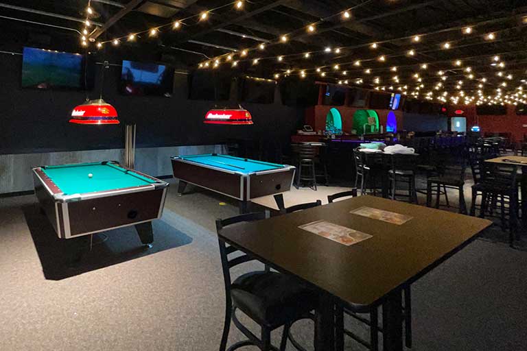 Pool Tables, Bar, and Tables at Central Station