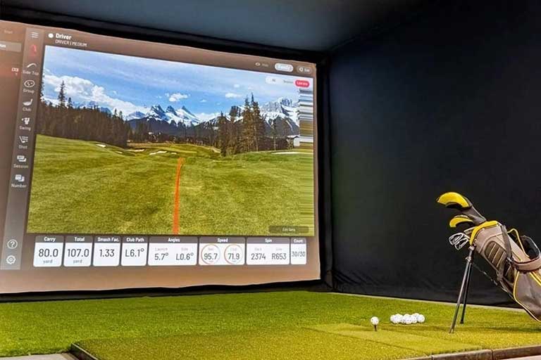 golf simulator at central station in mandan, north dakota